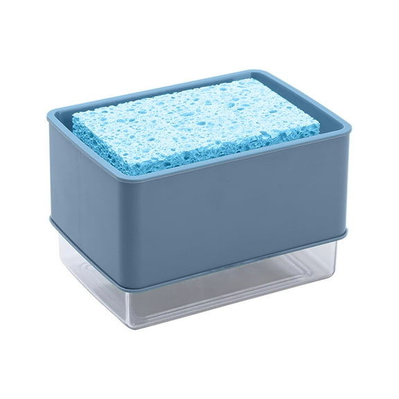 CASAFUN Dish Soap Dispenser for Kitchen Sink with Sponge Holder Push Down Pump Caddy Tray Container Set Dishwashing Liquid Detergent Organizer on Countertop Travel Trailer