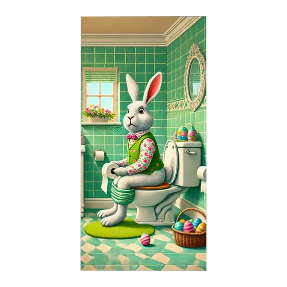 CASAFUN Easter Bunny Door Banner Easter Bunny Door Cover Wreath Egg Easter Door Banner Accessory Hanging Banner Sign Decoration for Happy Easter Party Favors