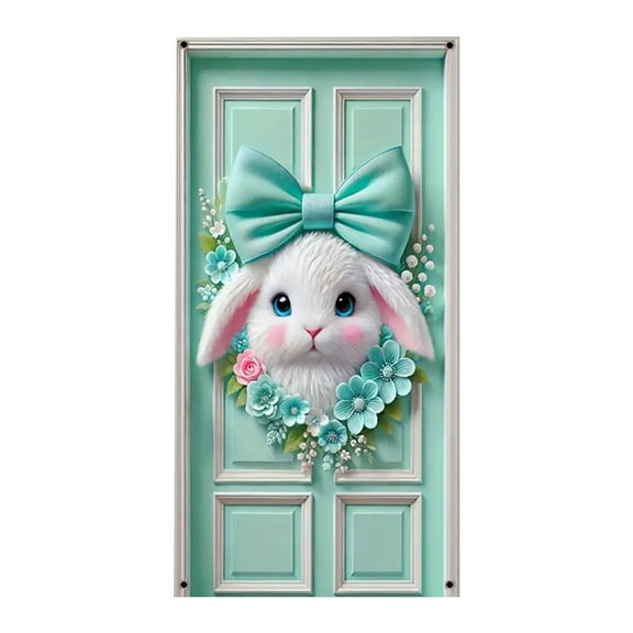 CASAFUN Easter Bunny Door Banner Easter Bunny Door Cover Wreath Egg Easter Door Banner Accessory Hanging Banner Sign Decoration for Happy Easter Party Favors