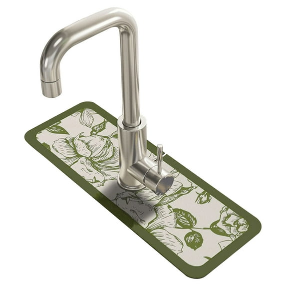 CASAFUN Fantasy Style Faucet Draining Mat, Diatom Mud Faucet Non-Slip Drain Pad Sink Mat, Drying Mat for Kitchen Counter & Bathroom Kitchen Sink Splash Guard