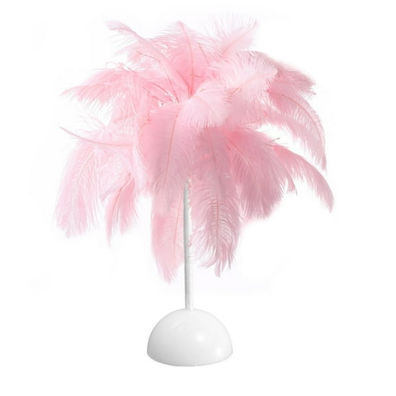 CASAFUN Fashionable Feather Table Lamp Bedside Lamp Night Light Battery Operated LED Table Lamp for Bedroom Living Room Party Wedding Centerpiece Christmas Valentine's Day Decor