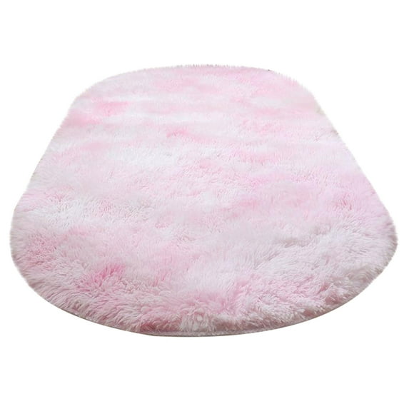Cififendec Fluffy Grey Bedroom Rug 31.5x47.2in, Shaggy Area Rug for Bedroom Bedside, Soft Oval Throw Rugs Carpet for Living Room Kids Girls Home Decor