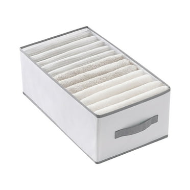 CASAFUN Foldable Wardrobe Clothes Organizers with Grids for Pants Jeans Sweater T-shir thin Coat Dress, Stackable Closet Drawer Organizer Divided Storage Bin Container with Sturdy Handles