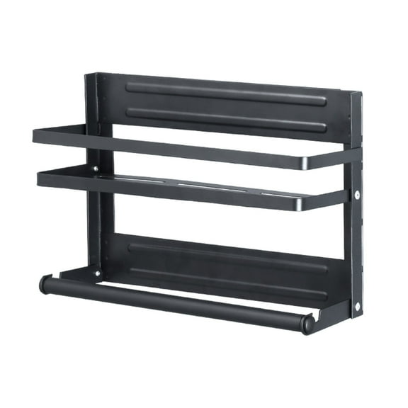 CASAFUN Folding Kitchen Refrigerator Magnetic Shelf Spice Rack Organizer Wall Mounted Shelf Clingfilm Bag Seasoning Bottle Storage Shelf Jar of Olive Oil