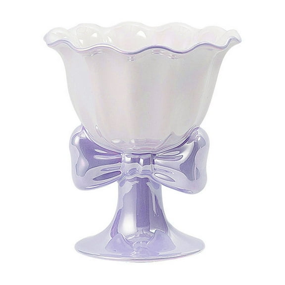 CASAFUN Footed Dessert Bowl Cute Ice Cream Bowls Sundae Cup Yogurt Bowl Serving Dish With Bow For Fruit Snack Cocktail Salad Or Pudding