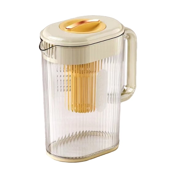 CASAFUN Glass Pitcher with Lid, Easy Clean Heat Resistant Glass Water Carafe with Handle for Hot/Cold Beverages - Water, Cold Brew, Iced Tea & Juice