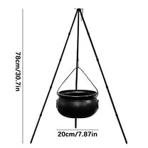 CASAFUN Halloween Decorations Outdoor, Halloween Party Decor, Large Witches Cauldron on Tripod with Timer Lights, Black Plastic Bowl Decor, Candy Bucket Decor for Home Yard Porch Patio Garden Lawn