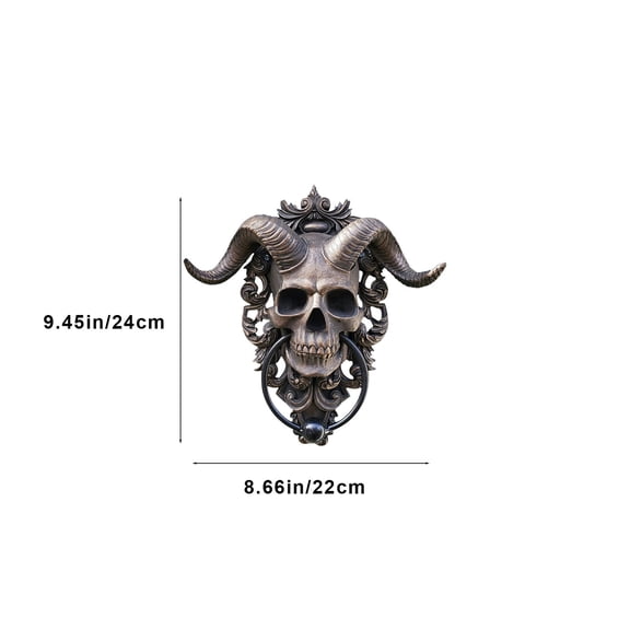 CASAFUN Halloween Door Hanging Skeleton Sheep Head Resin Wall Hanging