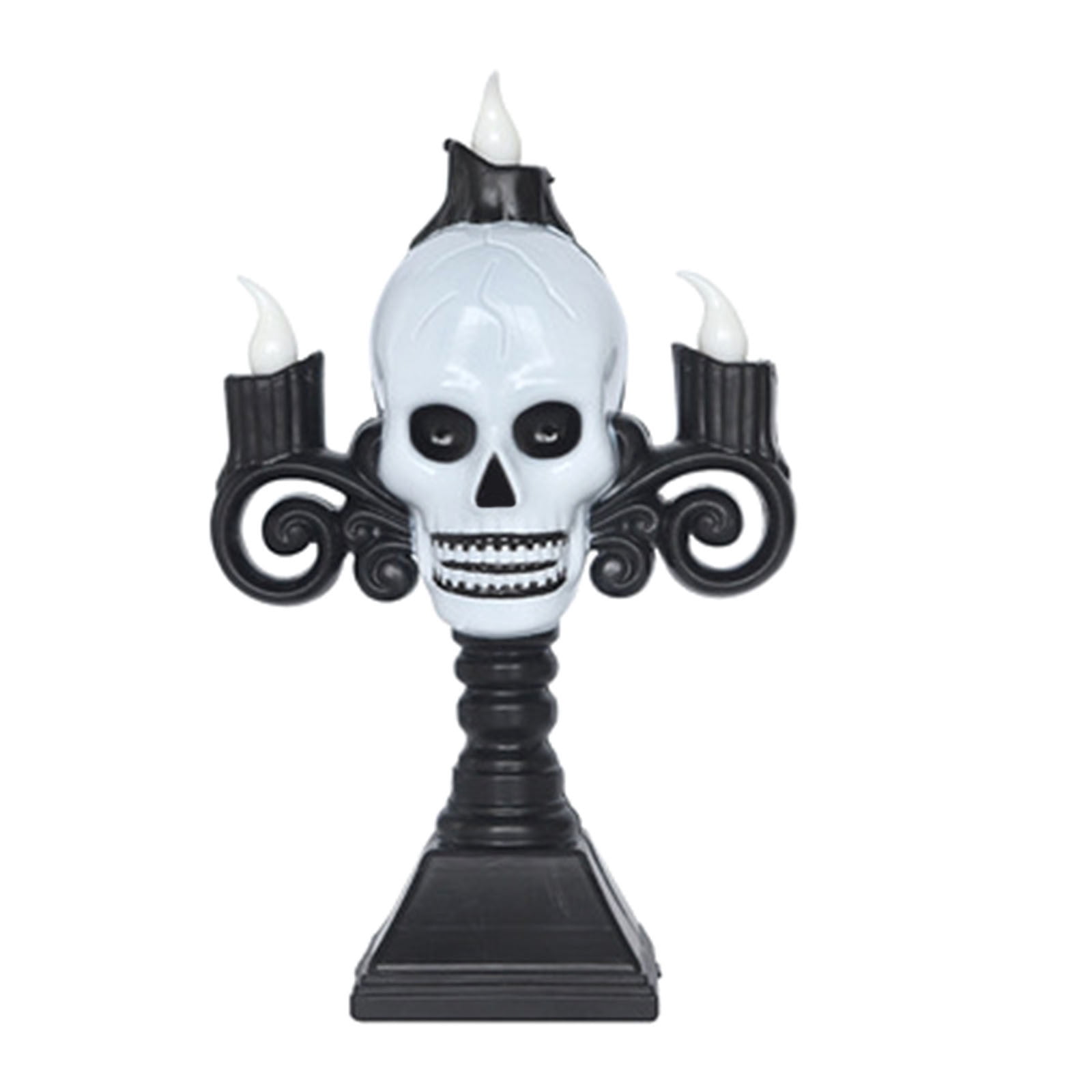 Baquler 4-Pack Black Flameless LED Candles - Tombstone, Skull & Dripping Pillar Candles, Battery Operated