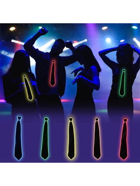 Halloween LED Light up Necktie for Men Halloween Adjustable Novelty Neckties Neon LED Ties Glow in the Dark Necktie for Men Boys Christmas Rave Party Show Costume