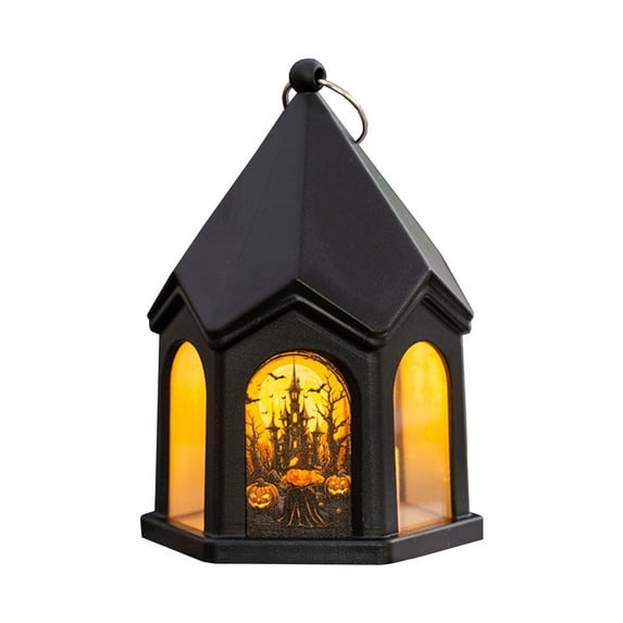 CASAFUN Halloween Lantern with LED Candle Hangable Vintage Lanterns Portable Halloween Decorations Night Lamp for Home Party Porch Garden Flameless Electric Candles Lantern Decor Gifts