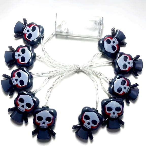 CASAFUN Halloween Outdoor Skull String Lights, Large Portable Hanging Halloween Skeleton Halloween Led Light String Scene Arrangement Useful Outdoor Holiday Decoration LED Lights