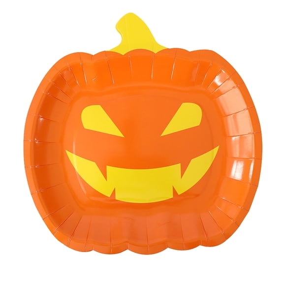 CASAFUN Halloween Paper Plates Orange Pumpkin Party Plates Halloween Disposable Cute Plates Tableware for Halloween Birthday Party Dessert Appetizer Lunch Dinner Supply Decoration
