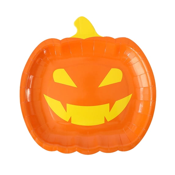 CASAFUN Halloween Paper Plates Orange Pumpkin Party Plates Halloween Disposable Cute Plates Tableware for Halloween Birthday Party Dessert Appetizer Lunch Dinner Supply Decoration