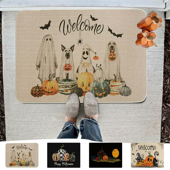 CASAFUN Halloween Rugs Bedside Carpet Horror Pumpkin Ghost Door Mat,Dirt and Wear Resistants Home Entrance Floor Mat Welcome Mat,Non Slip Halloween Decor for Hallway Bedroom Bathroom Living Room