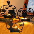 thumbnail image 1 of CASAFUN Halloween Table Centerpiece Candle Holders Projection Candlestick, Black Votive Holder with Cat, Spider,Bat,Cat,Tealight Holders Bulk for Halloween Party Decor, 1 of 7