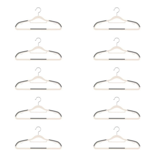 CASAFUN Heavy Duty 10PC Plastic Hangers,Avoid-Shoulder Angle Thick Clothes Hangers with New Generation Non-Slip Pads,Space Saving Easy Slide Organizer for Bedroom Closet Shirts Pants