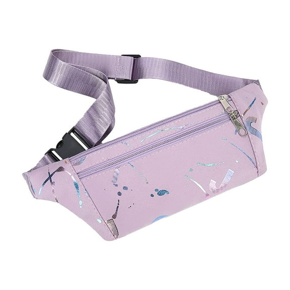 CASAFUN Holographic Fanny Packs for Women Waterproof Waist Packs Shiny with Adjustable Belt Diamond Lattice Pattern for Party Festival Trip