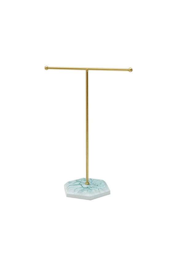 Jewelry Stand Display Necklace Holder T-Bar Plated Metal Tabletop Jewelry Organizer Tower for Show Jewelry Hanging Pendant Earring Bracelet Ring Accessorie with Black Wood Bases