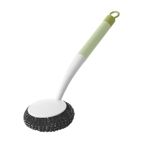 CASAFUN Kitchen Wire Ball Stainless Steel Sponge Wool Scrubbers with Long Handle, Dish Metal Scrubber Dishwashing Sponge Dishes Scrub, Handheld Scrubbing Cleaner Brush for Tray Pot