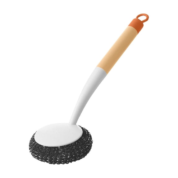 CASAFUN Kitchen Wire Ball Stainless Steel Sponge Wool Scrubbers with Long Handle, Dish Metal Scrubber Dishwashing Sponge Dishes Scrub, Handheld Scrubbing Cleaner Brush for Tray Pot