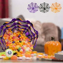 CASAFUN Large Halloween Spider Web Plastic Baskets Bowls, Halloween Basket Candy Bowl Dish, Haunted House Classroom Halloween Party Favors Halloween Decorations Indoor Decor