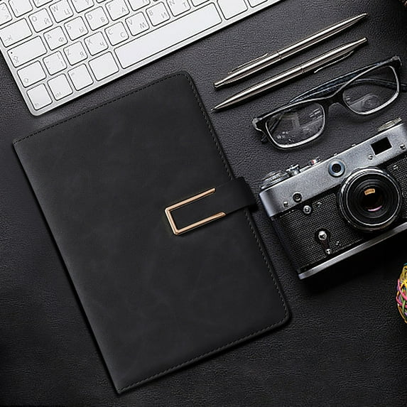 CASAFUN Leather Journal Notebook Lined, Hardcover Magnetic Closure, Personal Writing Notebooks, with Pen Loop,Large A5 size buckle notebook, 80 GSM Paper Gifts,180 Degree Lying Design