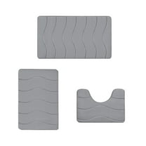 CASAFUN Memory Foam Bath Mat Set Super Absorbent Quick Dry Toilet Floor Mat 3 Pcs,Non-Slip Shower Rug Bathroom Carpet Machine Washable for Bathroom,Kitchen,Living Room,Tub and Shower