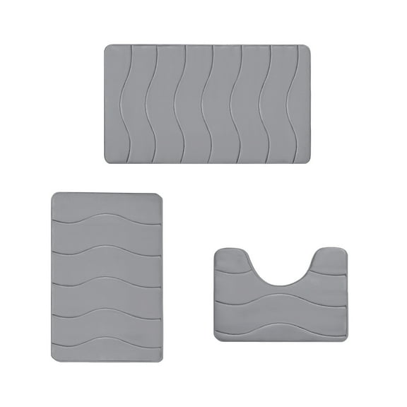 CASAFUN Memory Foam Bath Mat Set Super Absorbent Quick Dry Toilet Floor Mat 3 Pcs,Non-Slip Shower Rug Bathroom Carpet Machine Washable for Bathroom,Kitchen,Living Room,Tub and Shower