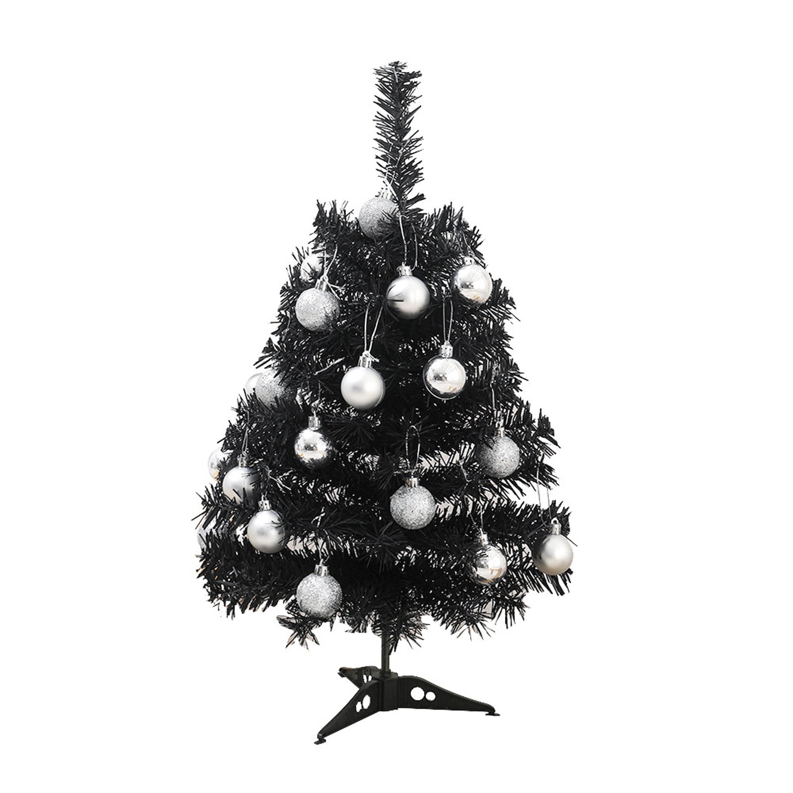 CASAFUN Mini Black Christmas Tree, Tabletop Christmas Tree with Light and Ornament, Pre-Lit Desktop Christmas Tree Xmas Tree for Christmas Decoration Supplies
