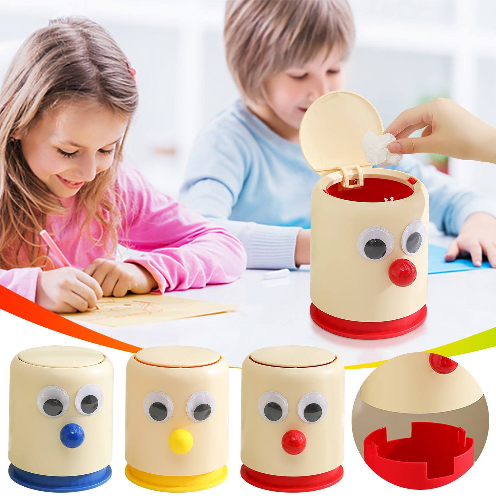 CASAFUN Mini Desktop Trash Can with SwingTop Lid,Small Garbage Bin for