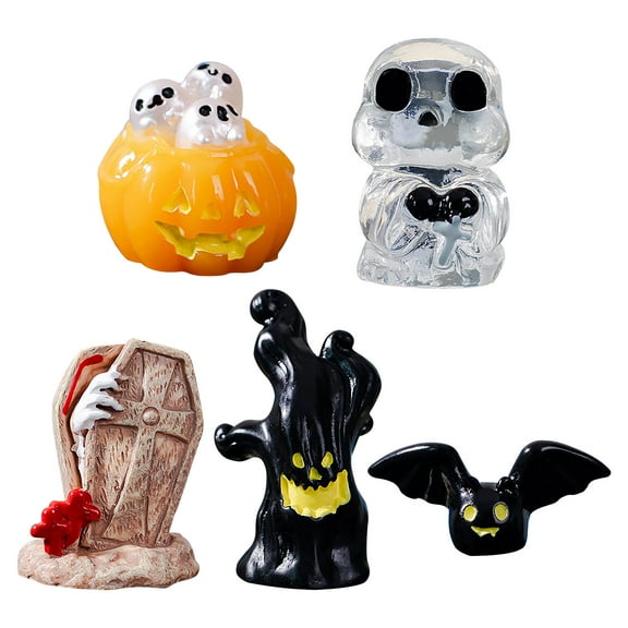 CASAFUN Miniature Glowing-in-the-dark Halloween Creativing Cute Ghost Devil Pumpkin Decorations DIY Accessories Resin Knick-knacks Halloween Gifts