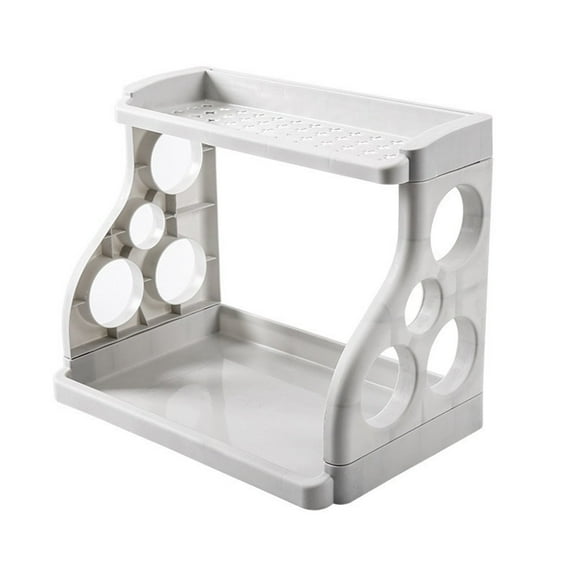 CASAFUN Multi-purpose Kitchen ShelfDouble Plastic Floor Kitchen Spice RackRemovable Hole Knife Storage Shelf