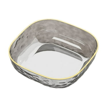 CASAFUN Multifunctional Fruit Plate 9.4 Inch,Plastic Fruit Bowl Clear Snack Fruit Tray Non-Slip Dry Fruit Snack and Salad Platter Box for Kitchen