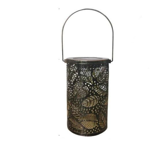 CASAFUN Outdoor Solar Lanterns,Hanging Solar Lights for Outside,Garden Decor for Outside，Hollow Out Leaf Decorative Retro Metal Solar Lights for Garden Patio Courtyard Lawn and Tabletop