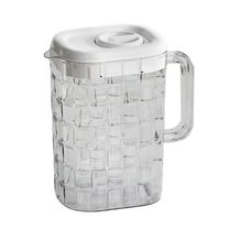 CASAFUN Pitcher with Lid, Plastic Beverage Drink Pitcher, Transparent Bottle Water Ice Cold Jug with Lid and Handle Ribbed for Water Juice Iced Tea (2000ml)