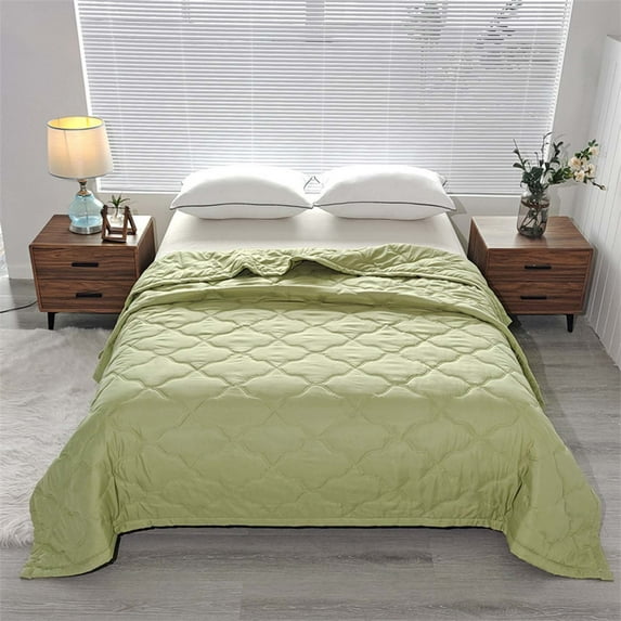 CASAFUN Plain Printed Ventilation Quilt Washed Cotton, Skin-friendly Cooling Comforter for All-Season, Soft Thin Blankets for Hot Sleepers and Night Sweats