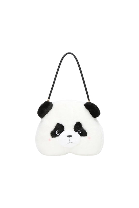 Plush Panda Purse for Women, Cute Lint Crossbody Bag Small Fluffy Panda Shoulder Bag, Mini Plush Animal Bag for Travel