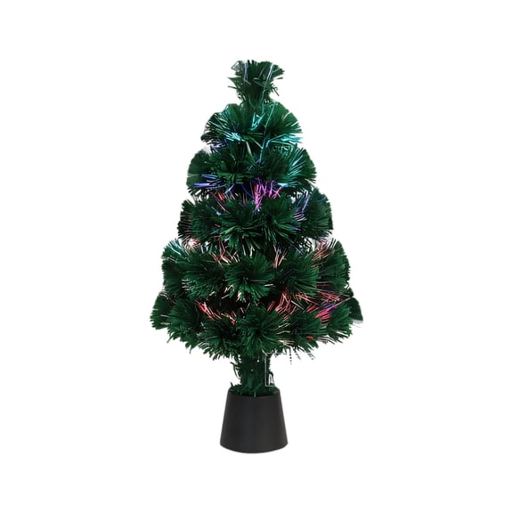 CASAFUN Pre-lit Small Christmas Tree,17.7"Tabletop Artificial Tree,Fiber Optic Mini Xmas Tree with Lighted Treetopper,Multicolor Changing X-mas Trees for Office Table Desk Window Decorations