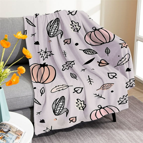 CASAFUN Pumpkin Print Flannel Throw Blanket Halloween Decor,Ultra-Soft Thin Comforter for Couch Bed Sofa Car,Fall Cozy Nap Blanket Cover,Portable Quilt Bedding 29X40 Inch