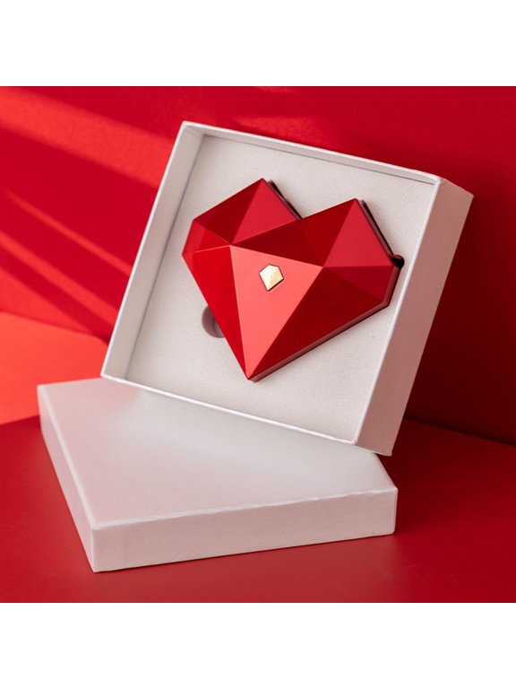 Red Heart Ring Box,Surprise Heart-Shaped Ring Box with -Up Mechanism,Creative Jewelry Box for Proposal,Engagement,Anniversary,Valentines Day,Wedding