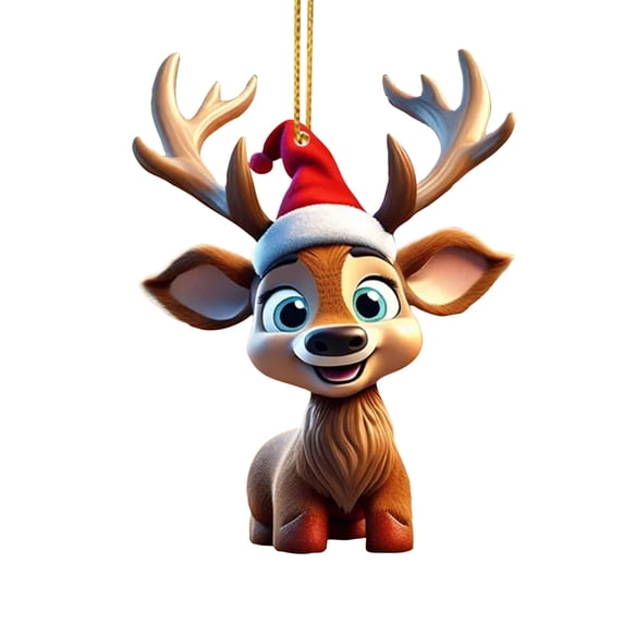 CASAFUN Reindeer Christmas Hanging Ornament, Merry Christmas Pendant for Christmas Tree Window Car Decor, Xmas Santa Holiday Party Gift Welcome Sign Decorations for Kids Family Friends Garden