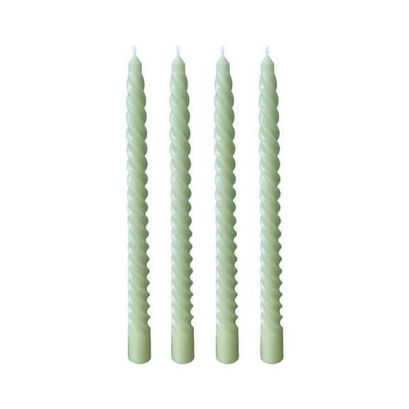 CASAFUN Sage-Green Spiral Taper Candles for Christmas and Spring Home Decoration, Unscented Dripless Twisted Candlesticks for Dinner St. Patrick's Day Earth Day and Garden Parties