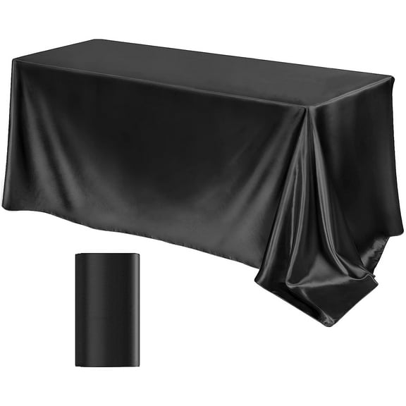 CASAFUN Satin Tablecloth Overlay Satin Table Cover Rectangle Bright Silk Tablecloth Smooth Fabric Table Decoration for Wedding Banquet Party Events