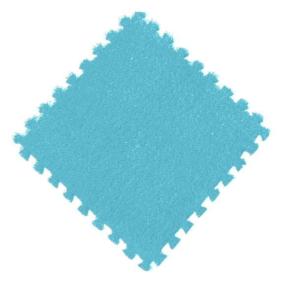 CASAFUN Shaggy Interlocking Foam Carpet Tiles,12" x 12" Kids Carpet Squares Protective Floor Mats Crawling Exercise Area Rugs for Children Room, Home or Classroom