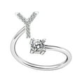 thumbnail image 1 of CASAFUN Silver Initial Letter Ring for Women,Adjustable Crystal Alphabet Ring,Name Initials Stackable Knuckle Rings A-Z CZ Open Ring Valentine's Day, 1 of 6
