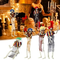 CASAFUN Skeleton Halloween Decorations, Realistic Full Body Movable Posable Joints Skeleton, Creepy Halloween Plastic Skeleton for Graveyard Haunted House Props Indoor/Outdoor Decor