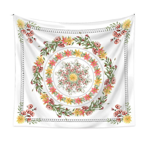 CASAFUN Sketched Floral Medallion Tapestry, Bohemian Mandala Wall Hanging Tapestries, Indian Art Print Mural for Bedroom Living Room Dorm Home Decor