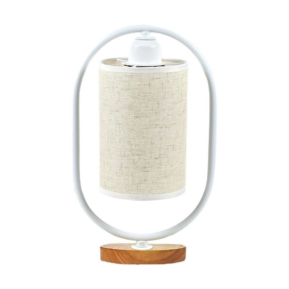 CASAFUN Small Bedside Night End Table Lamp for Bedroom Minimalist Boho Nightstand Lamps with Round Fabric Linen Shade Wood Base Side Desk Lighting Fixture for Kids Reading Living Room Dorm