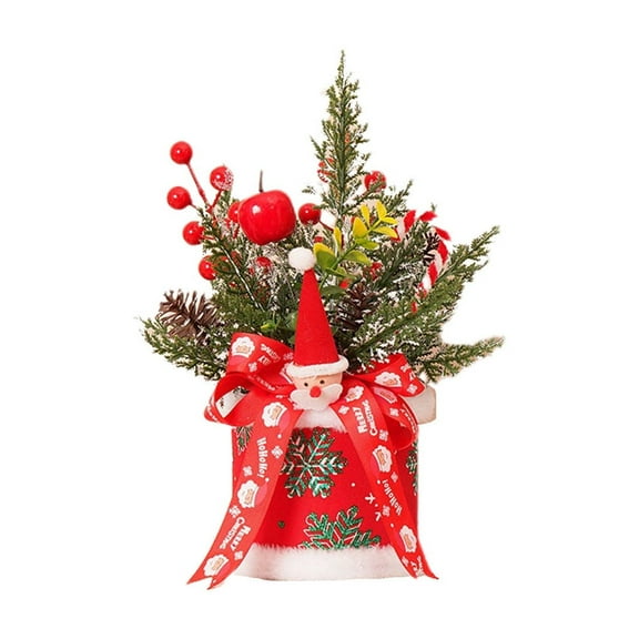 Cififendec Small Christmas Tree Tabletop, Artificial Mini Christmas Tree Santa Claus Decorations, Christmas Ornaments Decoration Mini Christmas Tree Ornaments